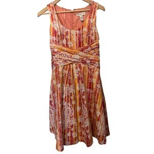 Amanda Smith Petite Floral Dress Sleeveless Cotton Blend Summer 6P